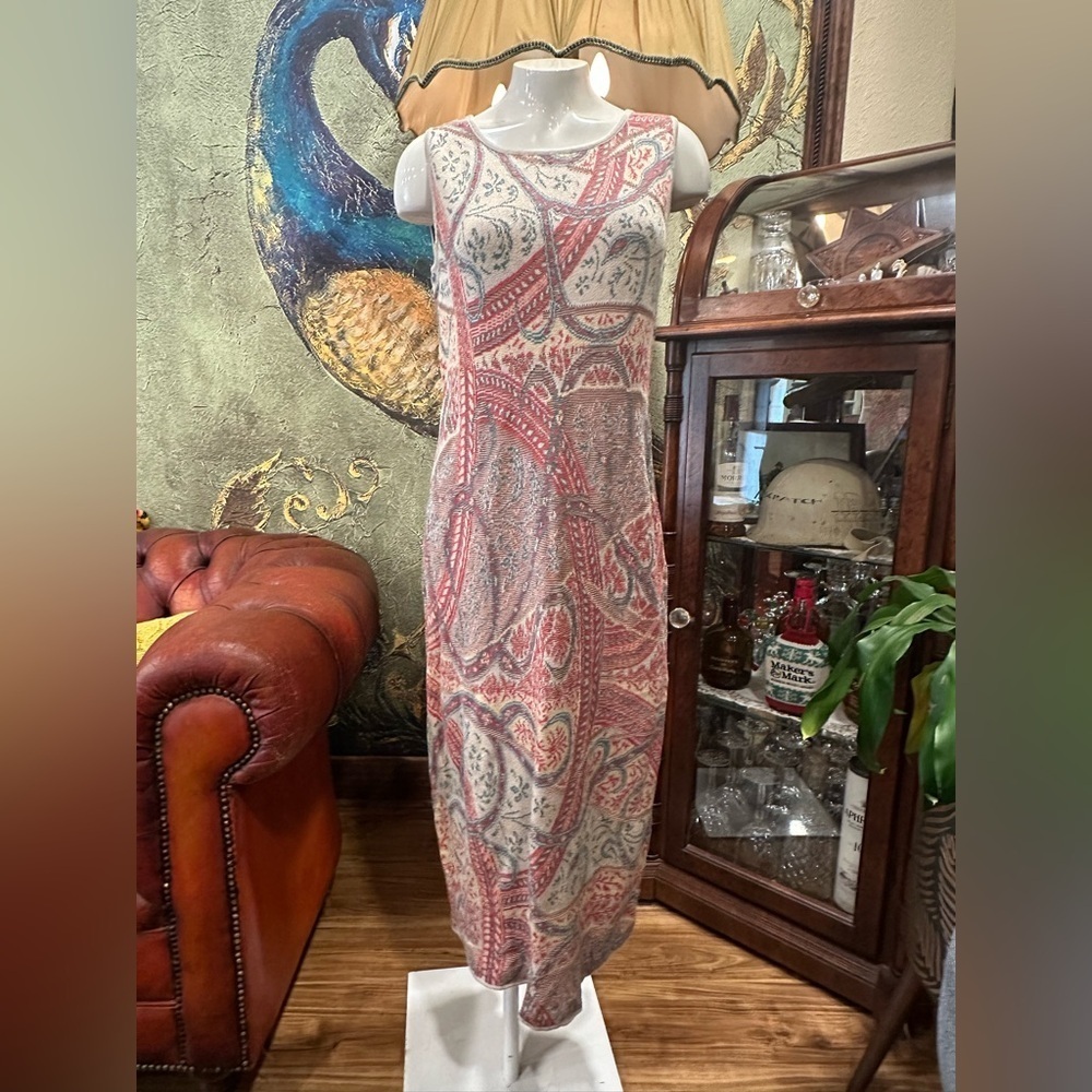 EUC Peruvian Connection Pima Cotton Jacquard Knit Maxi Tank Dress super soft